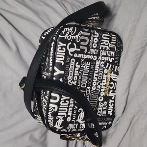 Juicy Couture Word Search Black & White Camera Crossbody purse Bag NWT